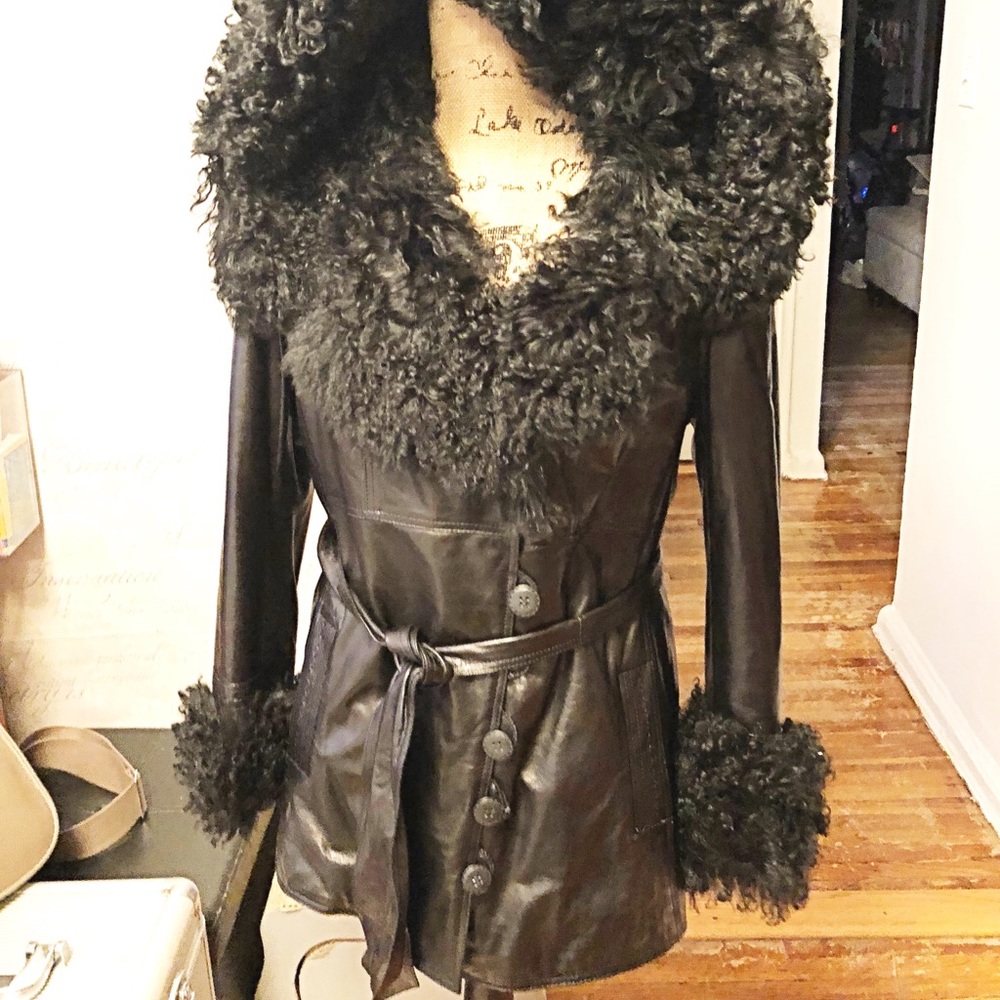 Lamb fur leather jacket
